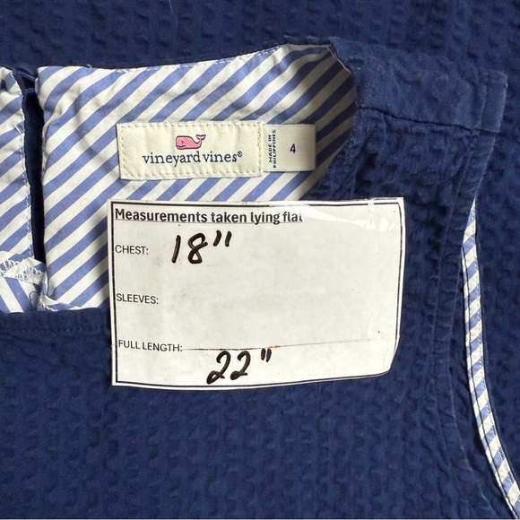 Vineyard Vines Seersucker Scallops Shell Women's Blouse Size 4 - Picture 8 of 9